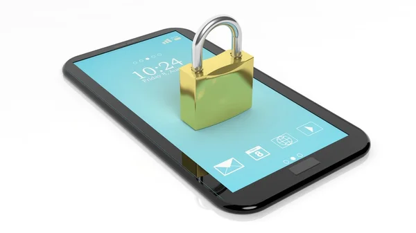 Lock on tablet,isolated on white background — Stock Photo, Image
