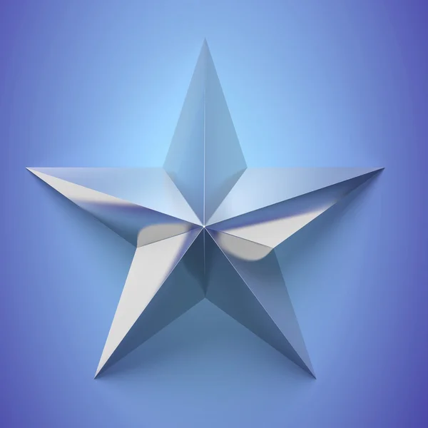 Silver star icon,on blue background — Stock Photo, Image