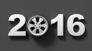 Araba jant, siyahta izole metinle gümüş 2016.