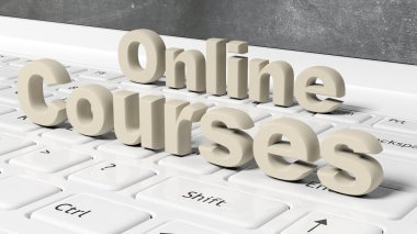 Online Kurslar laptop klavye, 3B metin ekran tahtaya ile.