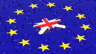 Avrupa Birliği bayrağı parçalı bulmaca Büyük Britanya bayrağını parça ile.