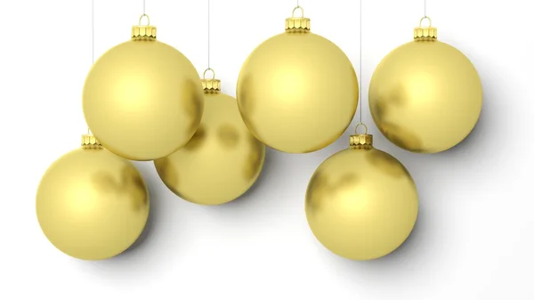 Goldene Weihnachtskugeln, isoliert auf weißem Hintergrund. — Stockfoto
