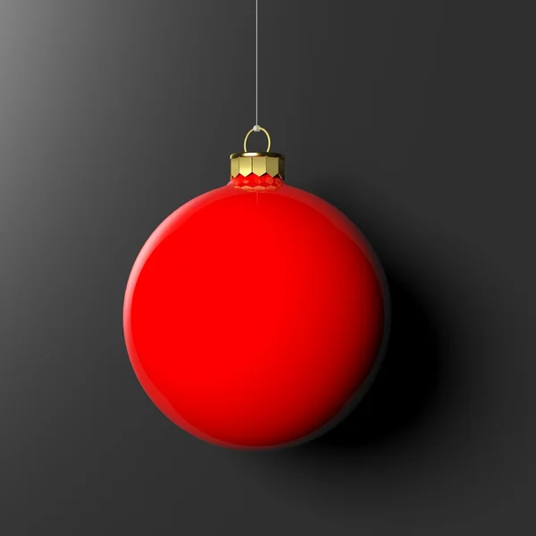 Boule de Noël rouge, isolée sur fond noir . — Photo