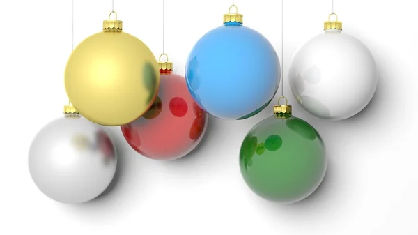 Bolas de Navidad coloridas, aisladas sobre fondo blanco . — Foto de Stock