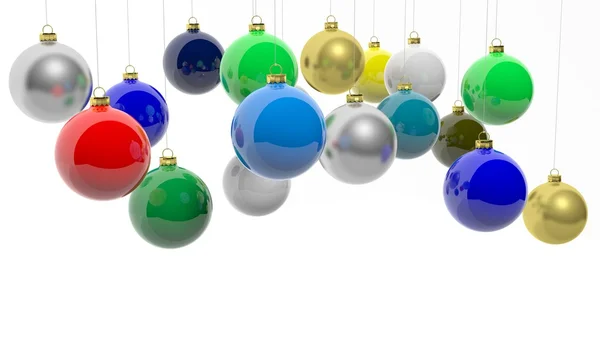 Colorful Christmas balls, isolated on white background. — Stock Photo, Image