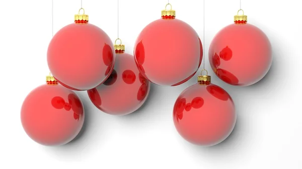 Palle di Natale rosse, isolate su sfondo bianco. — Foto Stock