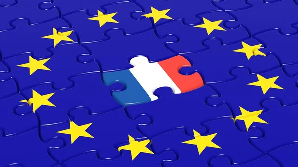 Puzzle drapeau de l'Union européenne avec drapeau de la France . — Photo