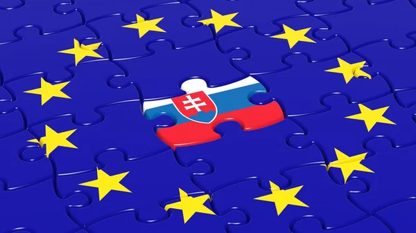 Jigsaw puzzle drapelul Uniunii Europene cu piesa de pavilion Slovacia . — Fotografie, imagine de stoc