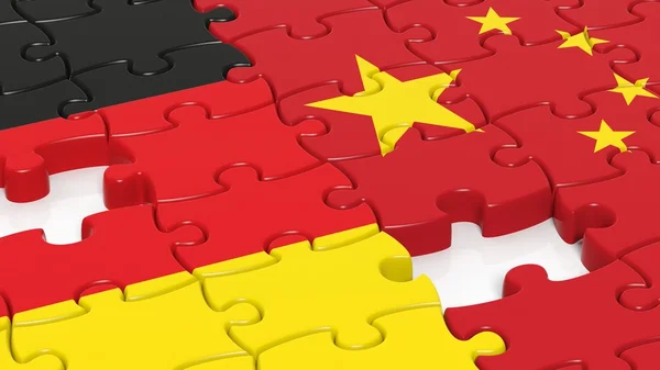 Rompecabezas, bandera de Alemania y bandera de China —  Fotos de Stock