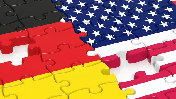 Puzzle, vlajka Usa a vlajka Německa — Stock fotografie