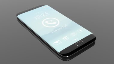 Black smartphone edge with Missed Call notification on screen, isolated on black.
