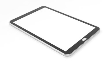 Beyaz arka plan üzerinde izole tablet boş ekran şablonu.