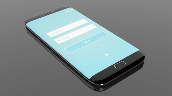 Black smartphone edge with Login screen,isolated on black. — Φωτογραφία Αρχείου