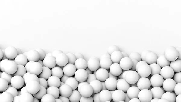 Pila di sfere bianche 3D, isolata su bianco con spazio copia — Foto Stock