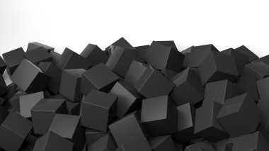 beyaz boşluk ile izole 3d siyah küpleri yığını