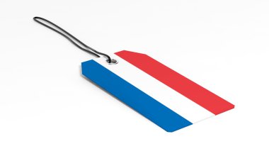 Made in Netherlands price tag with national flag, isolated on white background.