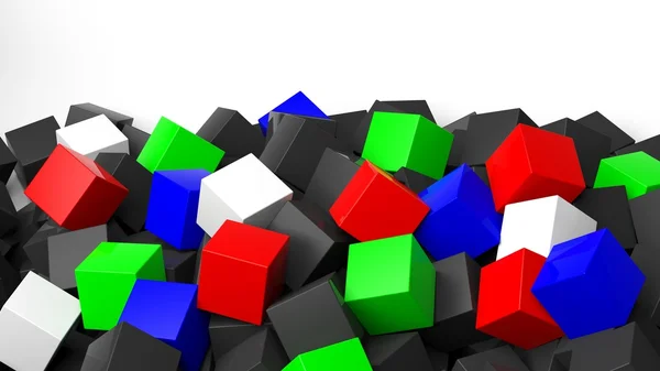 3D färgglada kuber högen, isolerad på vit med kopia-utrymme — Stockfoto