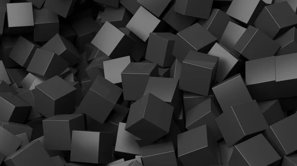 3D cubes noirs pile fond abstrait — Photo