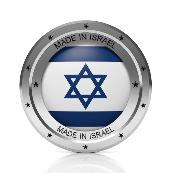 Made in Israel stemma rotondo con bandiera nazionale, isolato su sfondo bianco . — Foto Stock