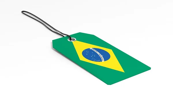 Made in Brazil price tag with national flag, isolated on white background. — Stock fotografie