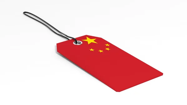 Made in China price tag with national flag, isolated on white background. — Zdjęcie stockowe