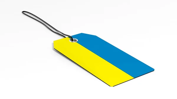Made in Ukraine price tag with national flag, isolated on white background. — Stockfoto