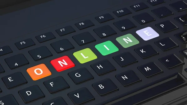 Zwart toetsenbord close-up met word Online — Stockfoto