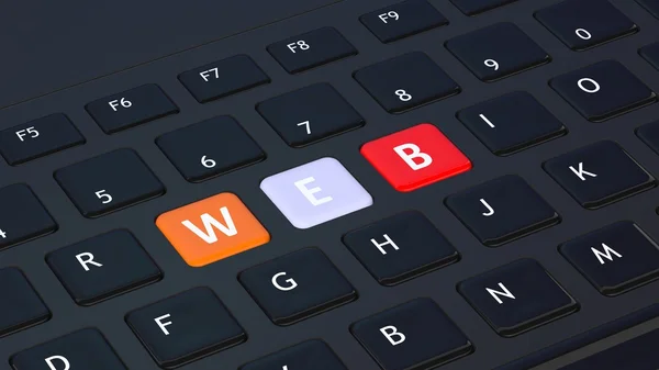 Schwarze Tastatur Nahaufnahme mit Word Web — Stockfoto