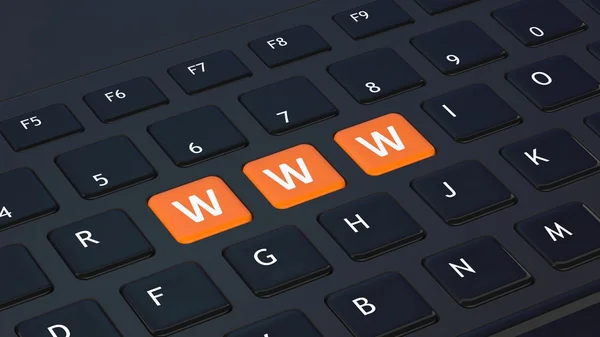 Primer plano del teclado negro con WWW — Foto de Stock