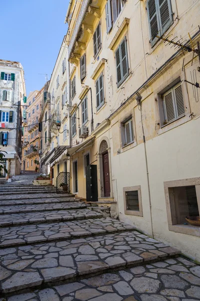 Gatorna i Corfu stad, Grekland — Stockfoto