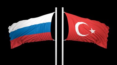 Siyah arka plan üzerine iki bayrak