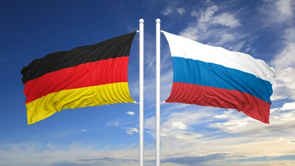 Duits en Russisch vlaggen — Stockfoto