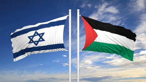 Israëlische en Palestijnse vlaggen — Stockfoto