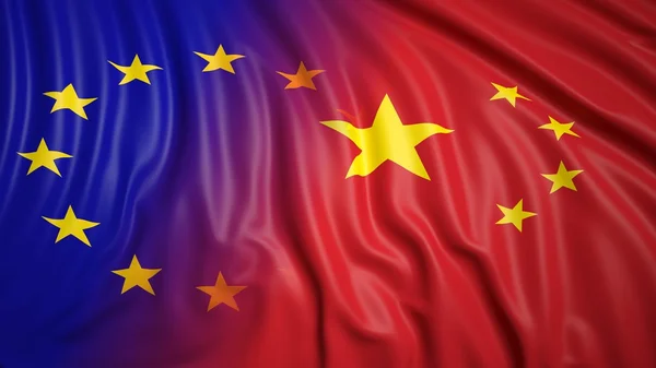 Banderas de la UE y China — Foto de Stock