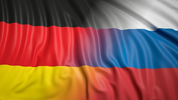 Russische und deutsche Flaggen — Stockfoto