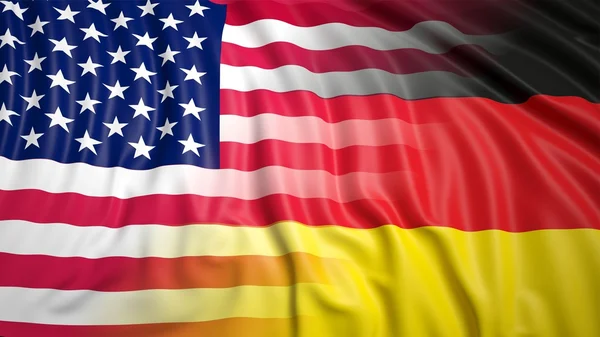 Americká a Německá vlajka — Stock fotografie