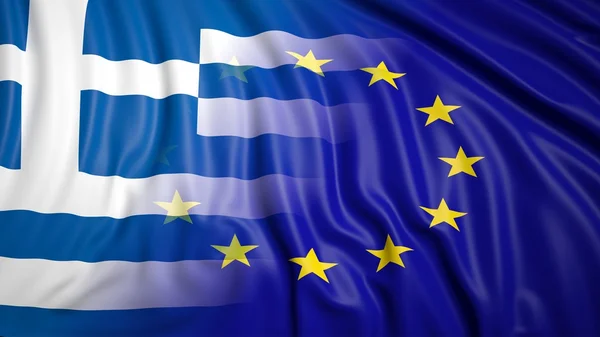 Greek and EU flags — Stock Photo, Image