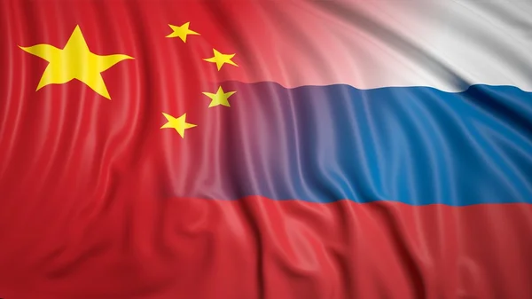 Russian and Chinese flags — Stock Photo, Image