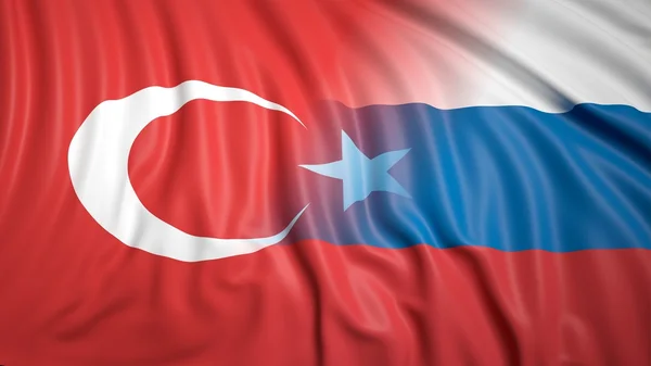 Turecké a ruské vlajky — Stock fotografie