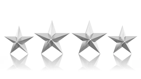 Four silver stars isolated on white background — Stock Photo, Image