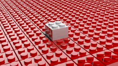 Dışarı, arka plan beyaz bir konumu olan kırmızı lego blokları bağlı.