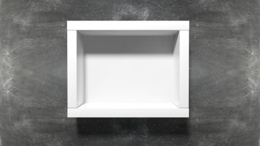 Blackboard arka plan boş çerçeve rafta.