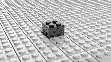 Dışarı, arka plan siyah bir konumu olan beyaz lego blokları bağlı.