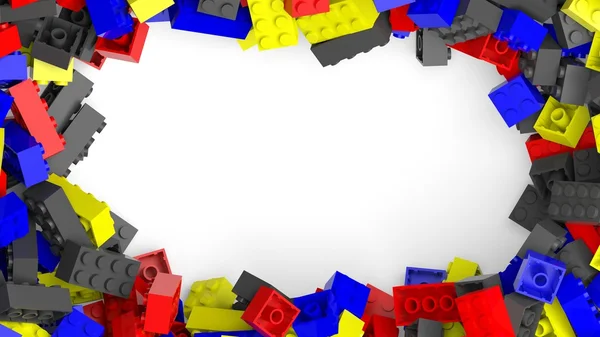 Marco de bloques de lego de colores, aislado sobre fondo blanco . — Foto de Stock