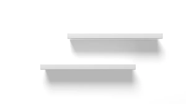 Two empty wall shelves, isolated on white background. — Stock Photo, Image