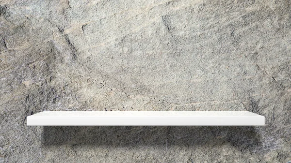 Lege witte muur plank op stenen muur. — Stockfoto
