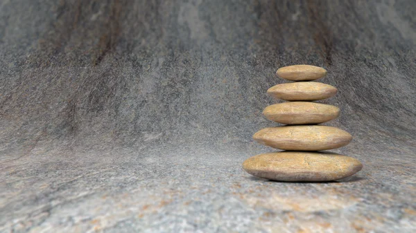 Balanserande Zen stenar stack från stora till små på sten yta. — Stockfoto