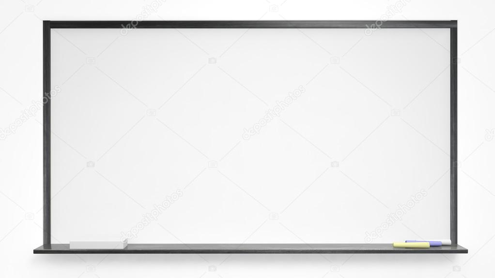 White blackboard on white background