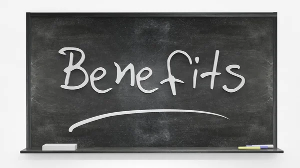 Benefits written on blackboard — Stock Photo, Image