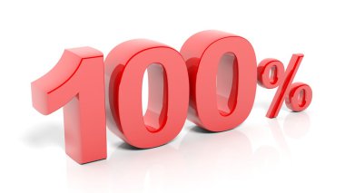 Beyaz arka plan üzerinde izole kırmızı yüzde 100 numara.